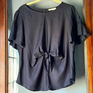 Super light front tie short sleeve top
